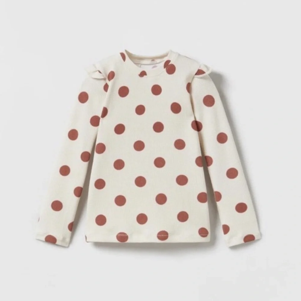 Zara Kids 11-12Y Long Sleeve Polka Dot RashGuard Swim Top